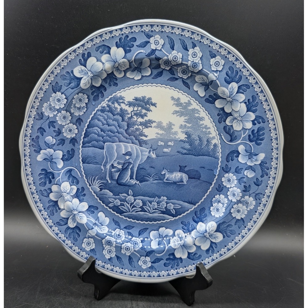 Spode Blue Room Collection Traditions Series Milkmaid Dinner Plate Blue White